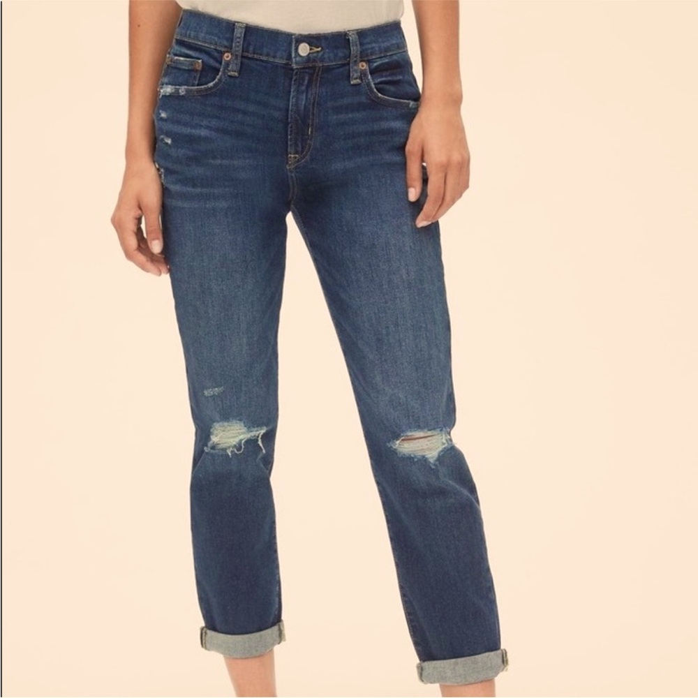 Women's GAP Blue Distressed Girlfriend Jeans